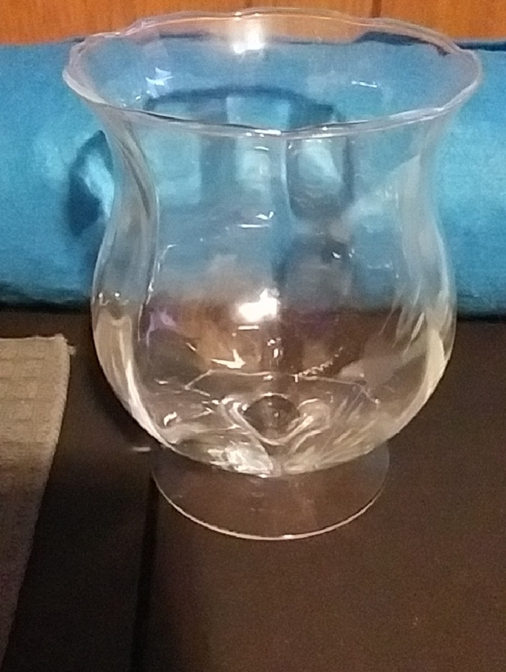 Vintage Home Interiors Footed Glass Vase With Etched Flower